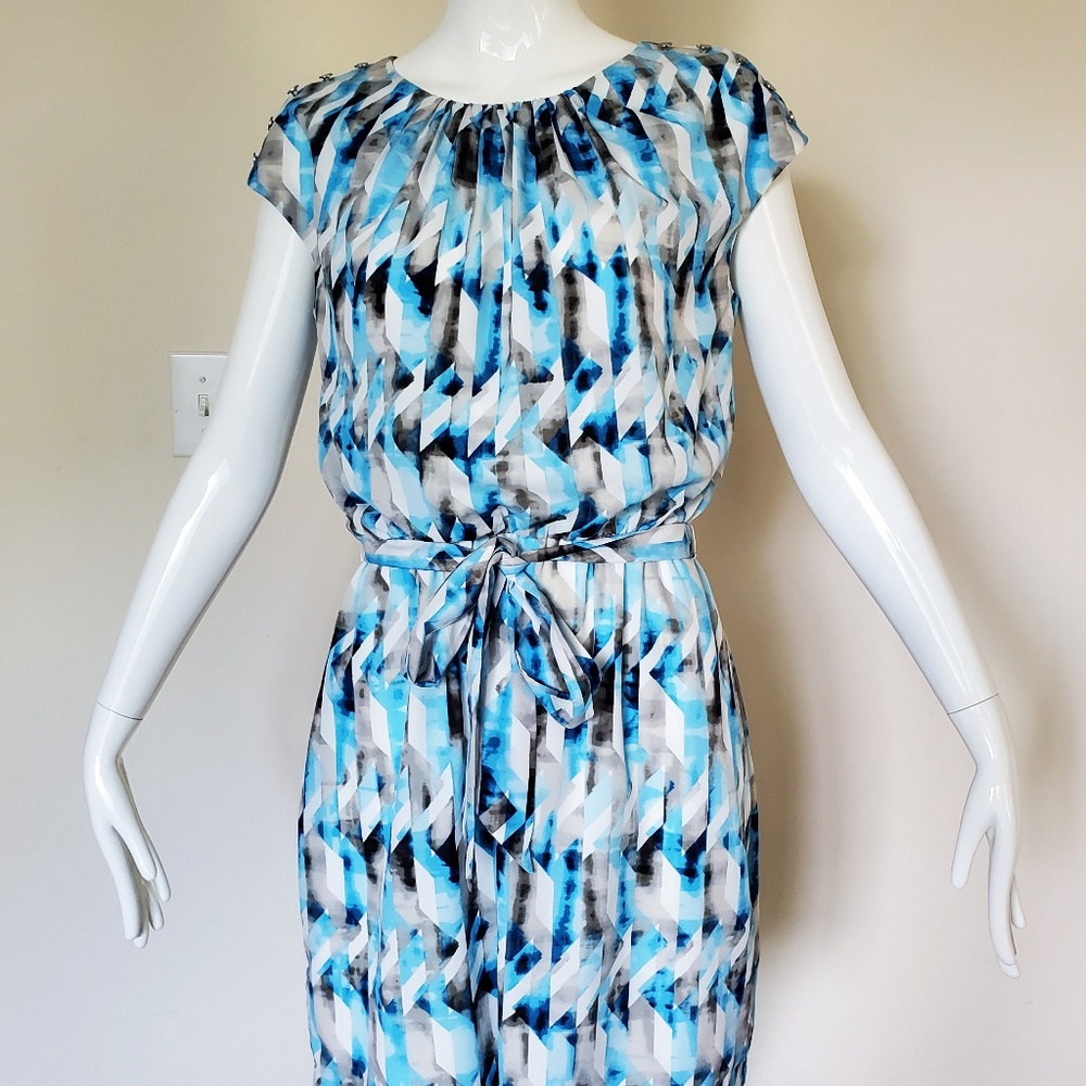 Guess Blue Geometric Blouson dress